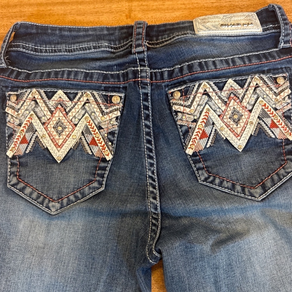 Grace in LA Easy Fit Bootcut Jeans Womens 27 Embroidered‎ Sequin Southwestern